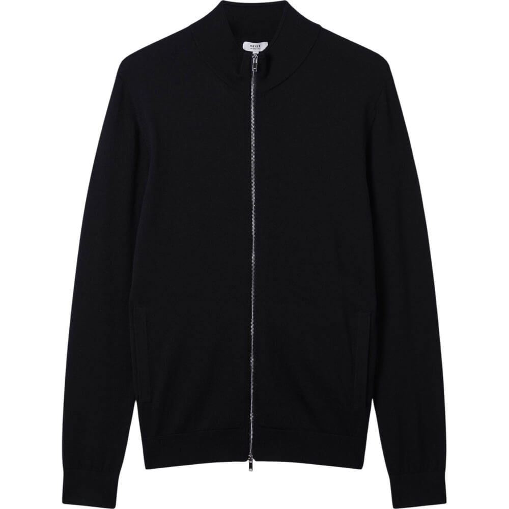 REISS HAMPSHIRE Merino Wool Funnel Neck Cardigan